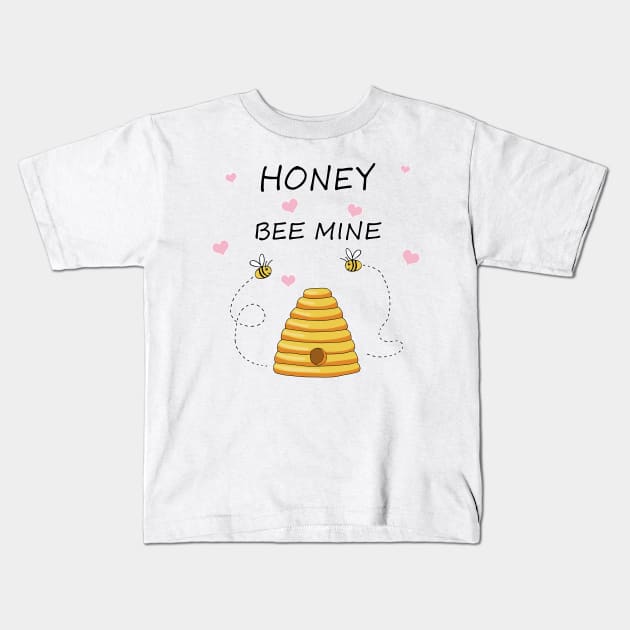 Honey Bee Mine Kids T-Shirt by valentinahramov